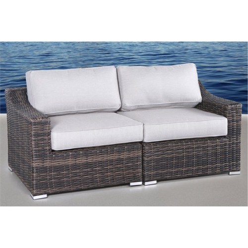 Living Source International Outdoor Wicker Loveseat w/ Cushion in Espresso/Gray