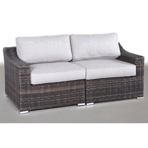 Living Source International Outdoor Wicker Loveseat w/ Cushion in Espresso/Gray