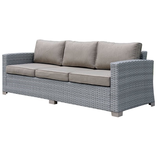 Afuera Living Fabric and Wicker Outdoor Sofa in Gray