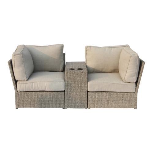 Living Source International 3-Piece Wicker Seating Group with Cushion in Gray