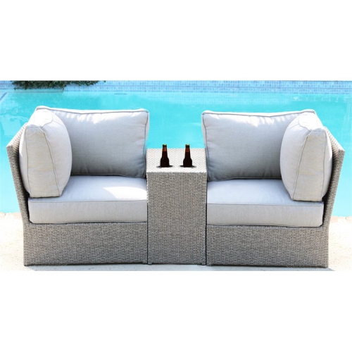 Living Source International 3-Piece Wicker Seating Group with Cushion in Gray
