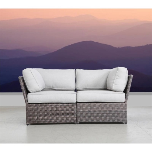 Living Source International Outdoor Wicker Loveseat w/ Cushions in Brown/Gray