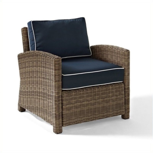 3 Piece Wicker Patio Sofa Set with Loveseat and Arm chair with Coffee Table in Blue