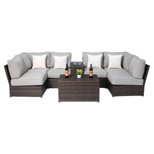 LIVING SOURCE  International 8-Piece Outdoor Conversation Set In Espresso