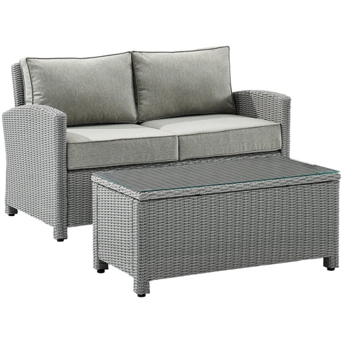 CROSLEY FURNITURE  Bradenton 2 Piece Wicker Patio Sofa Set In In Gray