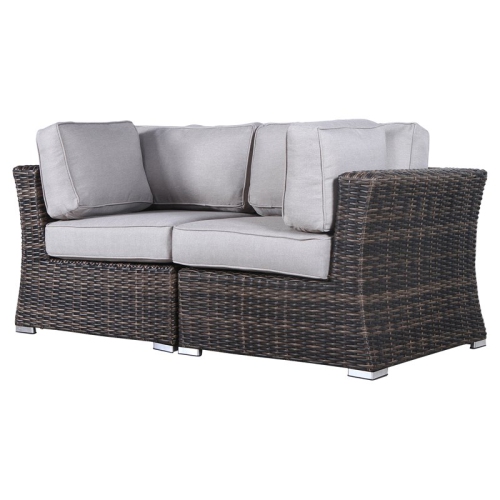 Living Source International Outdoor Wicker Loveseat w/ Cushions in Espresso/Gray