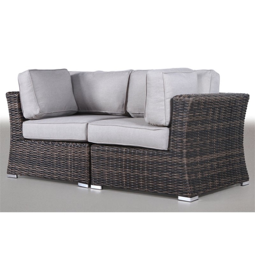 Living Source International Outdoor Wicker Loveseat w/ Cushions in Espresso/Gray
