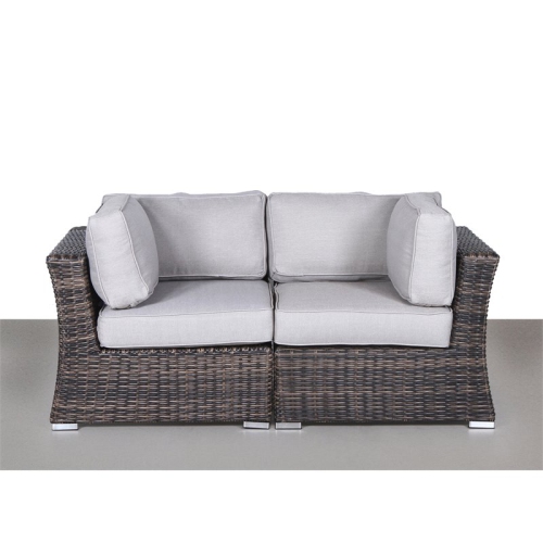 Living Source International Outdoor Wicker Loveseat w/ Cushions in Espresso/Gray