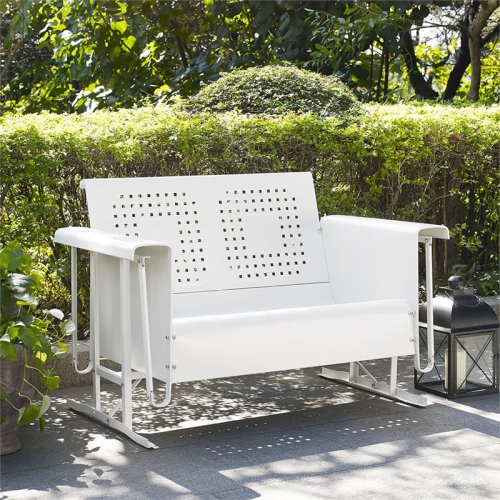 Afuera Living Contemporary Metal Gliding Patio Loveseat in White