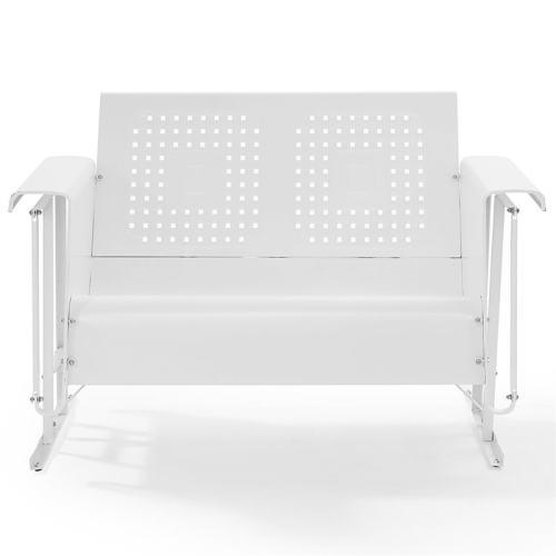 Afuera Living Contemporary Metal Gliding Patio Loveseat in White