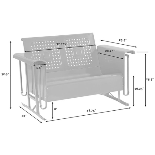 Afuera Living Contemporary Metal Gliding Patio Loveseat in White