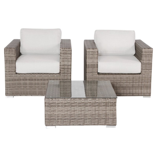 LIVING SOURCE  International 3-Piece Double Club Sectional Set In Gray/canvas
