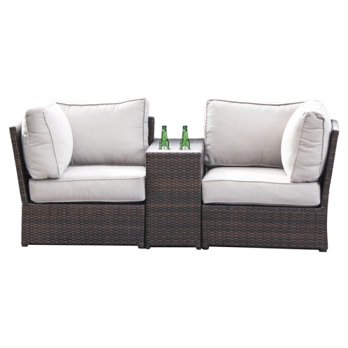 Living Source International 3-Piece Seating Group with Cushions in Espresso/Gray