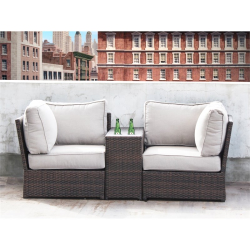 Living Source International 3-Piece Seating Group with Cushions in Espresso/Gray