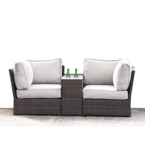 Living Source International 3-Piece Seating Group with Cushions in Espresso/Gray