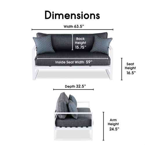Elle Decor Paloma Patio Sofa in White