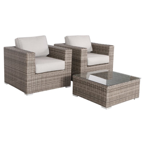 LIVING SOURCE  International 3-Piece Wicker Seating Group With Cushions In In Gray