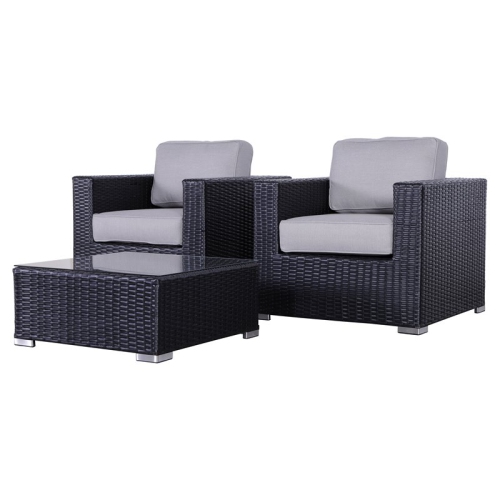 Living Source International 3-Piece Sectional Set with Cushions in Black/Gray