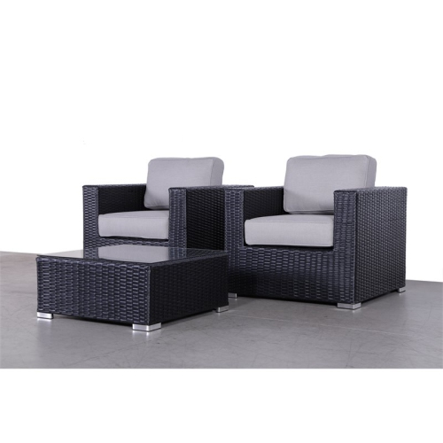 Living Source International 3-Piece Sectional Set with Cushions in Black/Gray