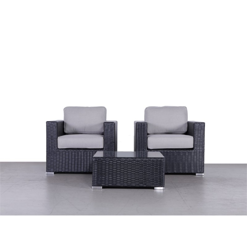 Living Source International 3-Piece Sectional Set with Cushions in Black/Gray