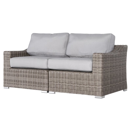 LIVING SOURCE  International Outdoor Wicker Loveseat With Cushion - Gray