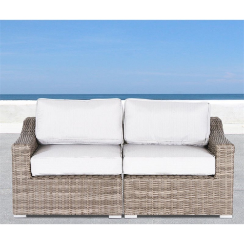 Living Source International Outdoor Wicker Loveseat with Cushion - Gray