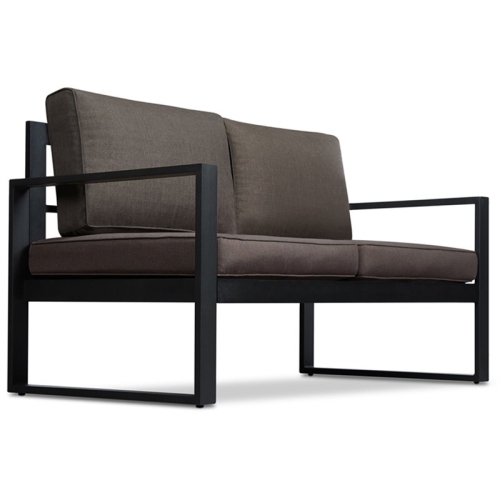 Afuera Living Contemporary Aluminum Patio Loveseat in Black