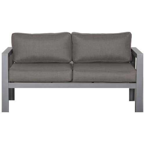 Cabo Aluminum Loveseat with Gray Frame in Charcoal Cushion