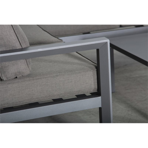 Cabo Aluminum Loveseat with Gray Frame in Charcoal Cushion