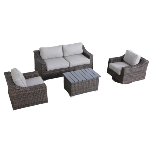 LIVING SOURCE  International 5-Piece Sectional Group With Cushions In Brown/gray