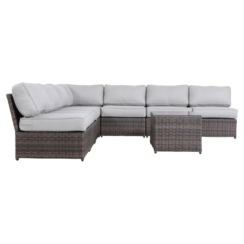 Living Source International 8-Piece Seating Group with Cushions in Brown/Gray