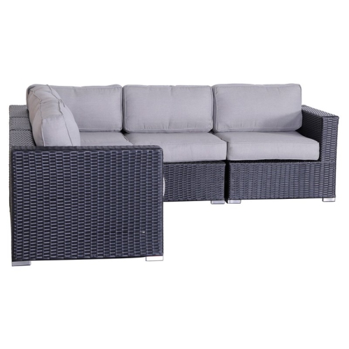 LIVING SOURCE  International Wicker Patio Sectional With Cushions In Black/gray