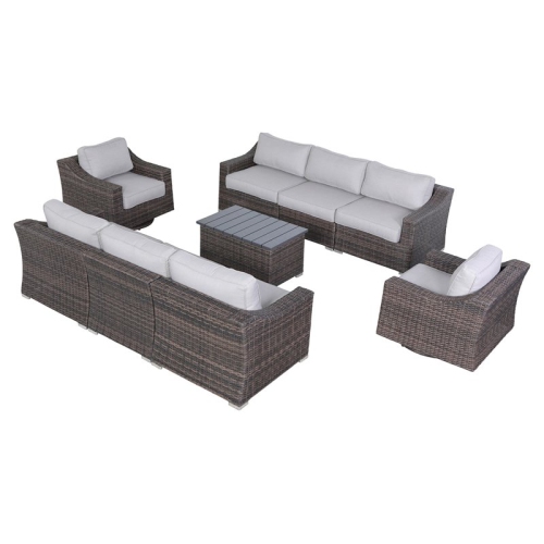 LIVING SOURCE  International 9-Piece Outdoor Sectional Set With Cushions In Brown