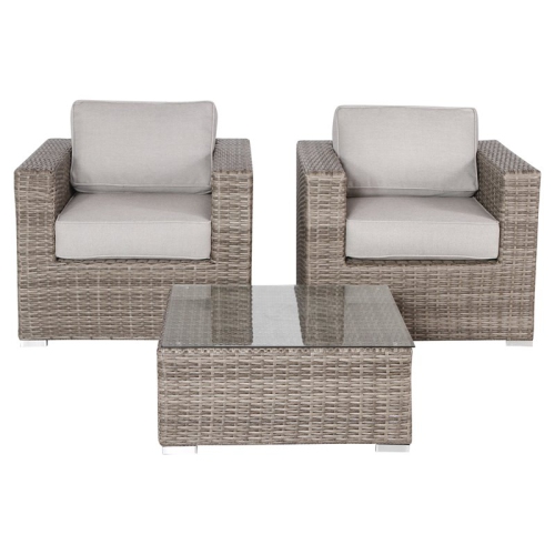 LIVING SOURCE  International 3-Piece Wicker Sectional Set With Cushions In In Gray