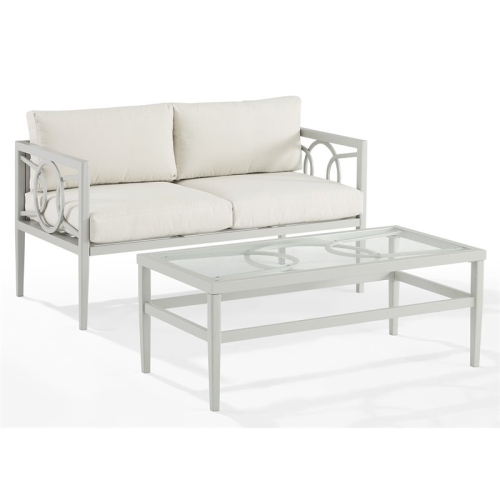 CROSLEY FURNITURE  Ashford 2-Piece Metal Outdoor Conversation Set In In Gray