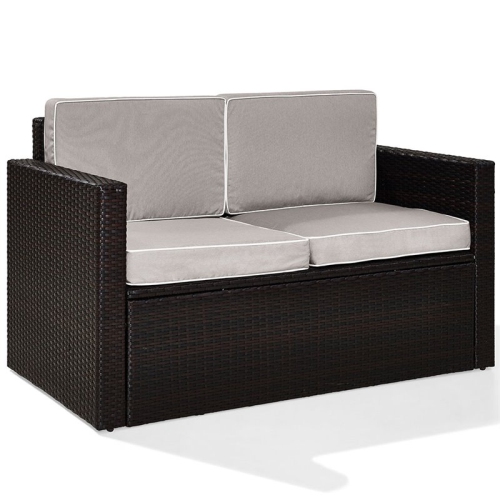 Afuera Living Wicker Patio Loveseat in Brown and Gray