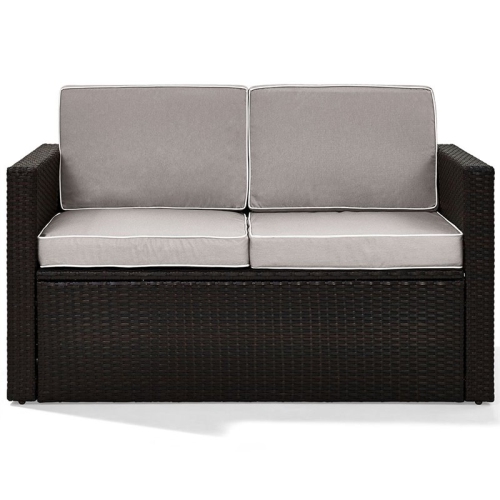 Afuera Living Wicker Patio Loveseat in Brown and Gray