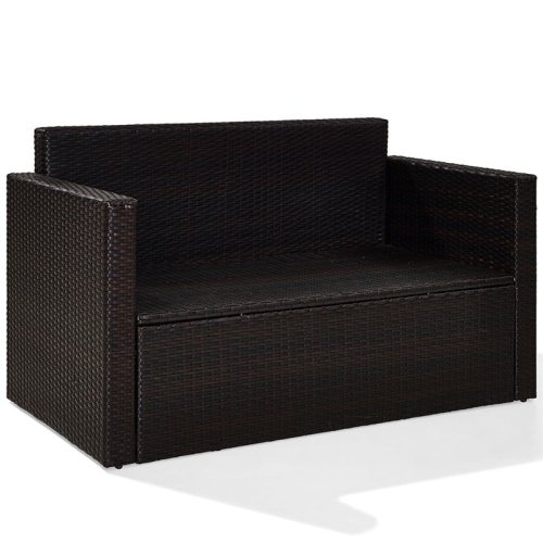 Afuera Living Wicker Patio Loveseat in Brown and Gray