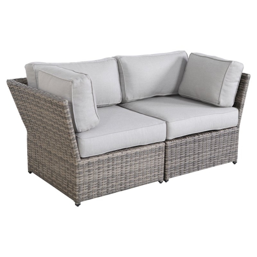 Living Source International 2-Person Wicker Seating Group with Cushions in Gray