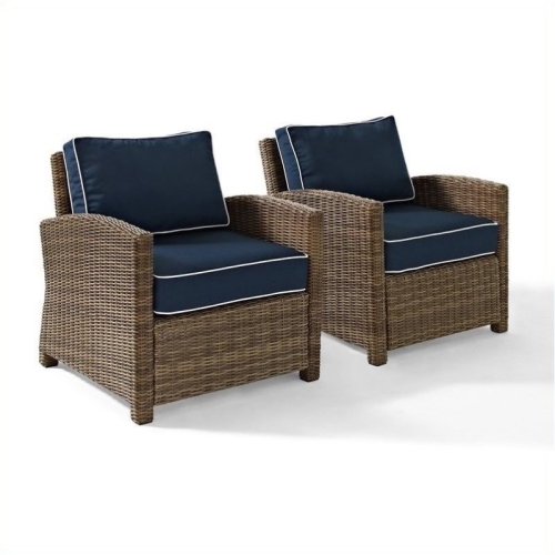 3 Piece Patio Set with Loveseat, Glass Top Coffee Table, and Chair in Navy