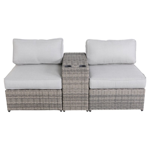 LIVING SOURCE  International 3-Piece Wicker/rattan Sectional Seating Group - In Gray