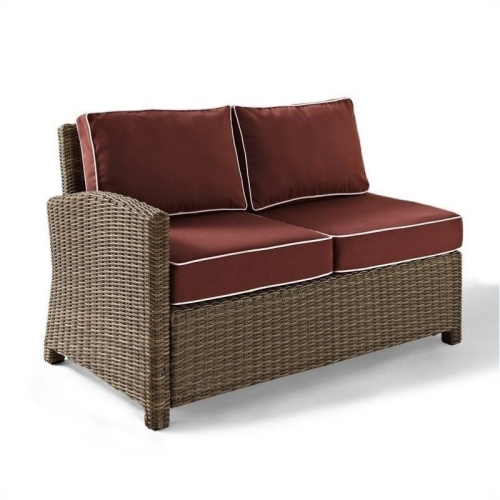 4 Piece Wicker Sofa Patio Set with Coffee Table in Red Sangria