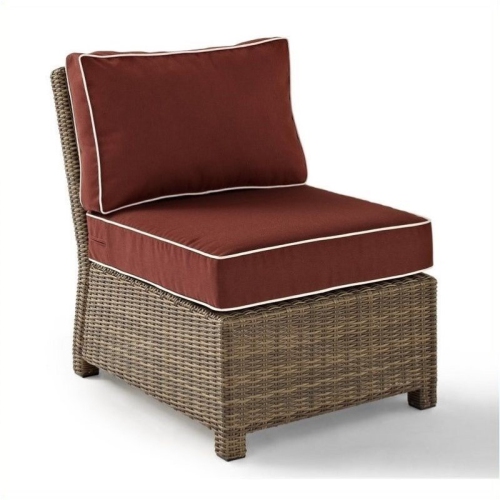 4 Piece Wicker Sofa Patio Set with Coffee Table in Red Sangria