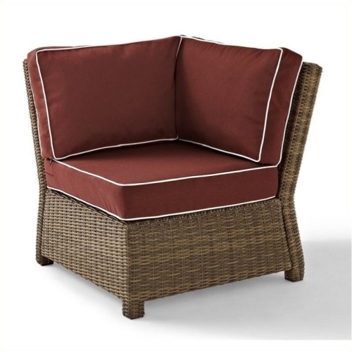 4 Piece Wicker Sofa Patio Set with Coffee Table in Red Sangria