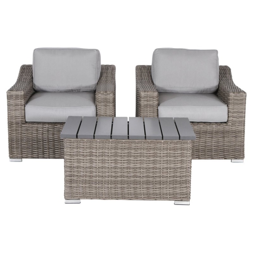 LIVING SOURCE  International 3-Piece Wicker Conversation Set In Finish In Gray