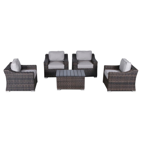 LIVING SOURCE  International 5-Piece Wicker/rattan Seating Group In Espresso/gray