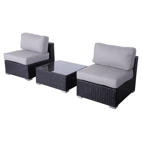 Living Source International 3-Piece Seating Group with Cushion in Black and Gray