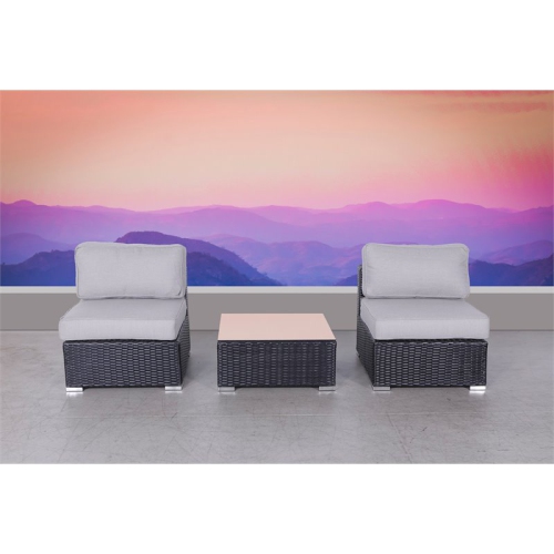 Living Source International 3-Piece Seating Group with Cushion in Black and Gray
