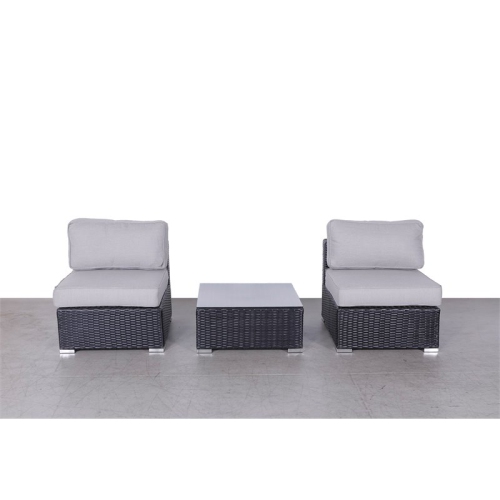 Living Source International 3-Piece Seating Group with Cushion in Black and Gray