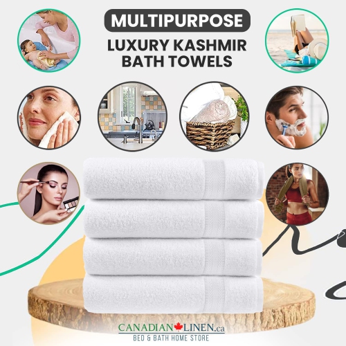Canadian Linen Luxury Bath Towels, 4 Pack, 27"x54", 680 GSM Large Thick White Bath Towels, Soft Absorbent Quick Dry Body Towels Fade Resistant Gym,